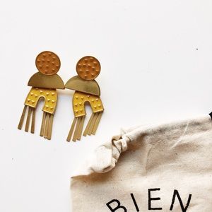 Mixed metal enamel earrings